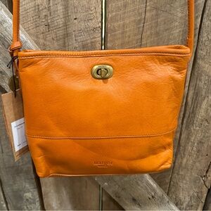 Brand new genuine leather orange crossbody